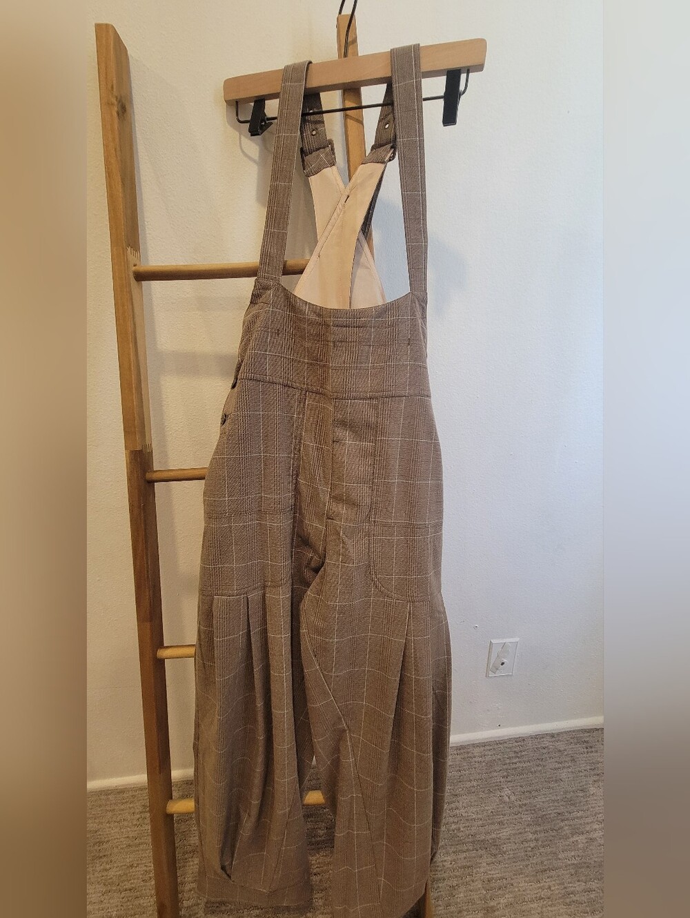 Walsh Plaid Chocolate Combo Women's Jumpsuit Overalls. - Picture 5 of 6